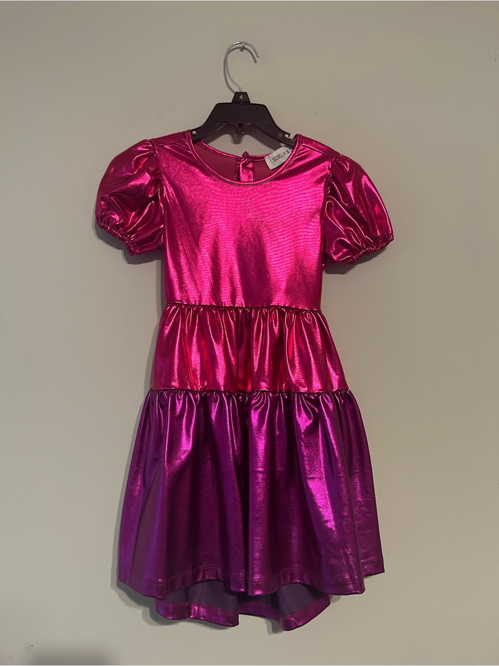 Isobella & Chloe Metallic Hot Pink Girls Dress Size 5